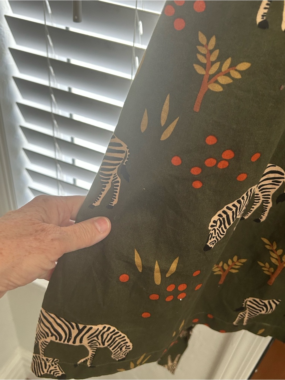 Princess Highway Olive Green Zebra Print Midi Dress with Cream and Rust Accents - Picture 7 of 7